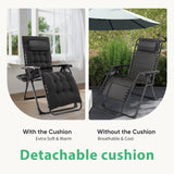 Zero Gravity Recliner Camping Patio Lounge Chair Folding Portable with Cup Holder Trays Removable Cushion for Outdoor Garden