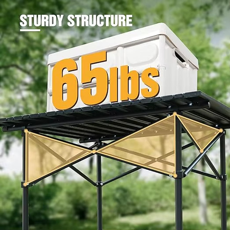 Roll up Camping Tables That Fold Up, Lightweight Portable Compact Metal Camp Table for Grill Outdoor Picnic, Black Long