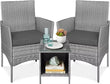 Best Choice Products 3-Piece Outdoor Wicker Conversation Bistro Set, Space Saving Patio Furniture for Garden W/Side Table - Gray