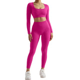 2PCS Yoga Suit Women Sports Set Quick-Drying Gym Set Tracksuit Running Workout Long Sleeve Sports Shirt Yoga Set Yoga Clothing