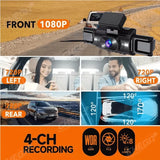 360° Car Dash Cam WIFI APP Video Recorder 1080P Car DVR 3/4 Lens Front inside Rotatable and Rear View Night Vision Black Box