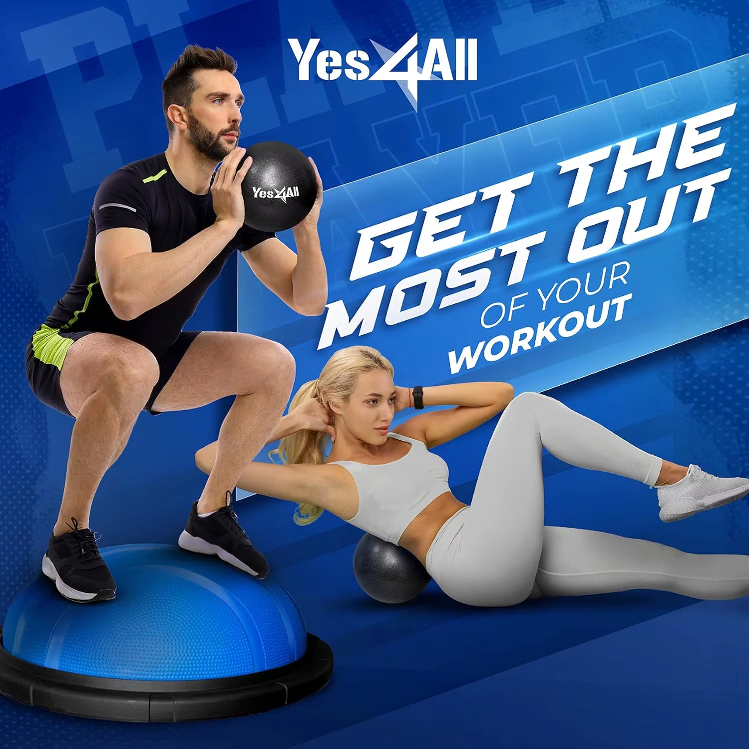 Yes4All 880LBS Half Ball Balance Trainer, Pilates Balance & Stability Ball for Exercises, Home Gym