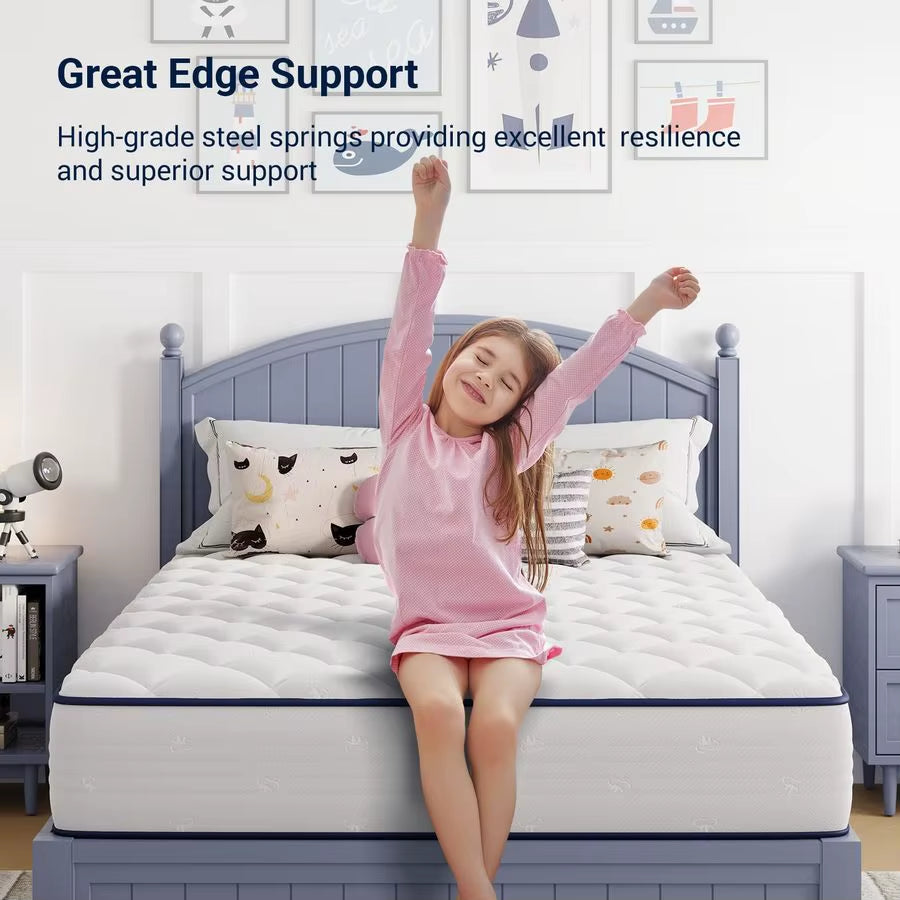 6 Inch Twin Mattress, Foam and Spring Hybrid Mattresses in a Box, Medium Soft, Breathable Fabric Amp Adaptive Support, Certipuru