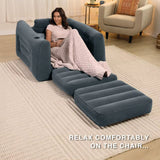 Inflatable Pull-Out Chair with Built-In Cupholder: Velvety Surface, 2-In-1 Valve, Folds Compact for Indoor/Outdoor Use