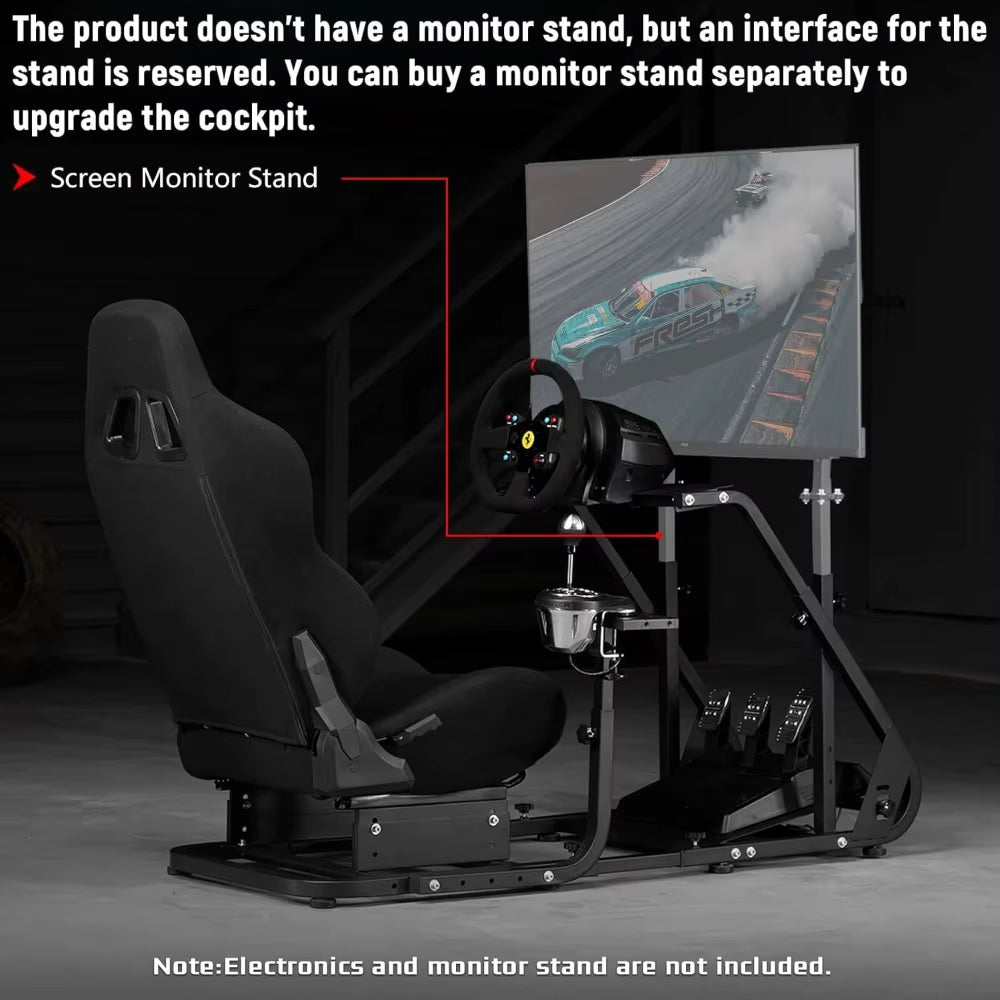 Racing Simulator Cockpit with Seat for Logitech, Thrustmaster, and Fanatec Steering Wheels: Compatible with G25, G27, G923, And