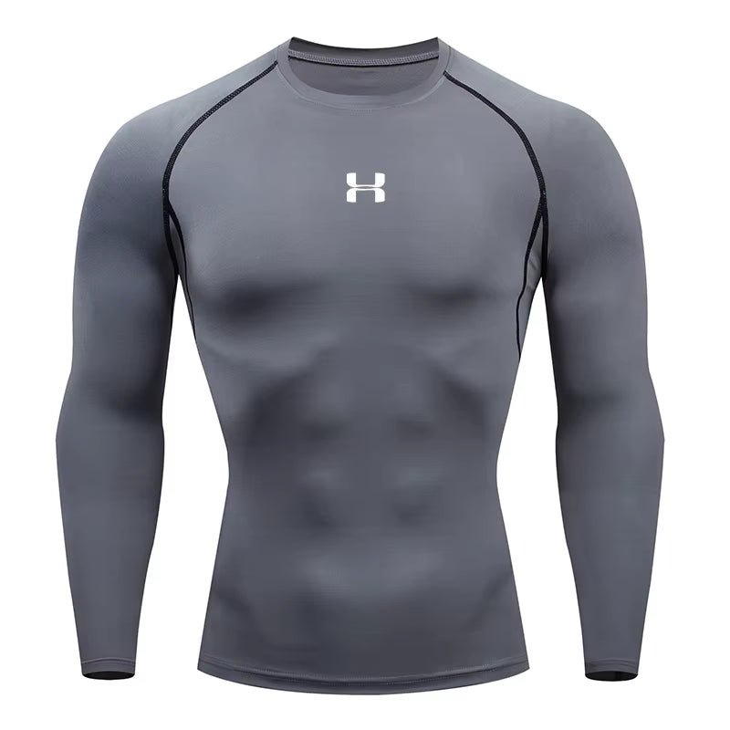 Men Running Compression T-Shirt Long Sleeves Sport Tees Gym Fitness Sweatshirt Male Jogging Tracksuit Homme Athletic Shirt Tops