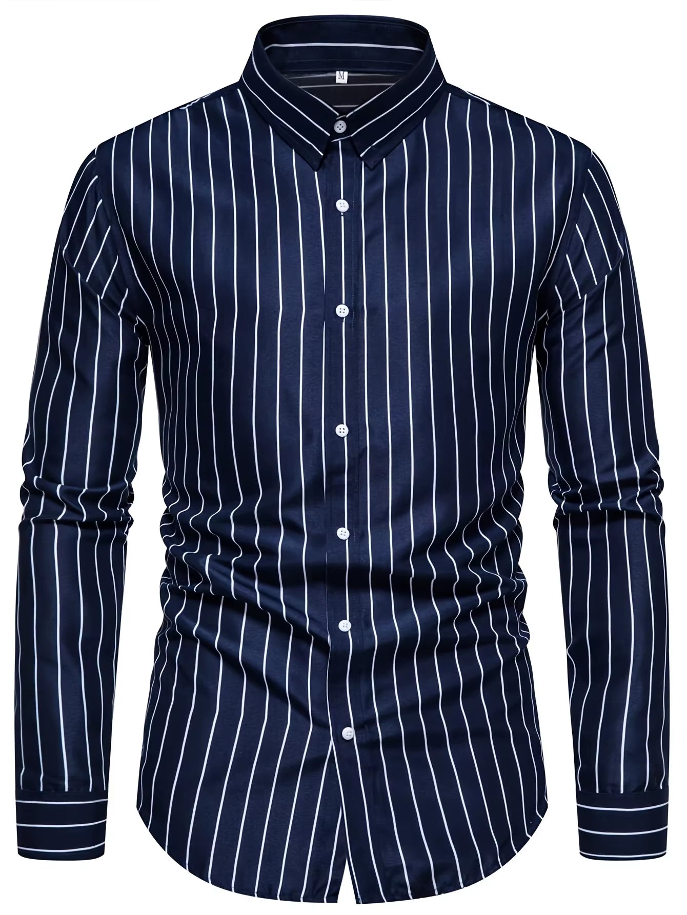 New Men'S Casual Shirt Fashion Striped Long Sleeve Male Business Dress Shirt