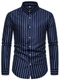 New Men'S Casual Shirt Fashion Striped Long Sleeve Male Business Dress Shirt