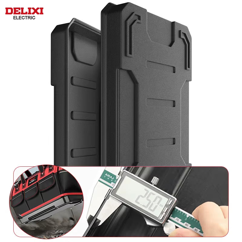 Delixi Professional Electric Tool Storage Bag with Wide Mouth Opening and Durable ABS Hard Molded Base, Ideal for Electricians, Plumbers, and Homeowners