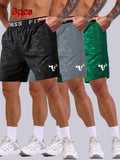 Men'S Bull Print Sports Shorts 3-Piece Set