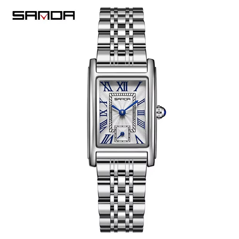 1116 New Fashion 2024 Elegant Design Rectangle Dial Water Resistant Quartz Movement Business Women Analog Wrist Watch