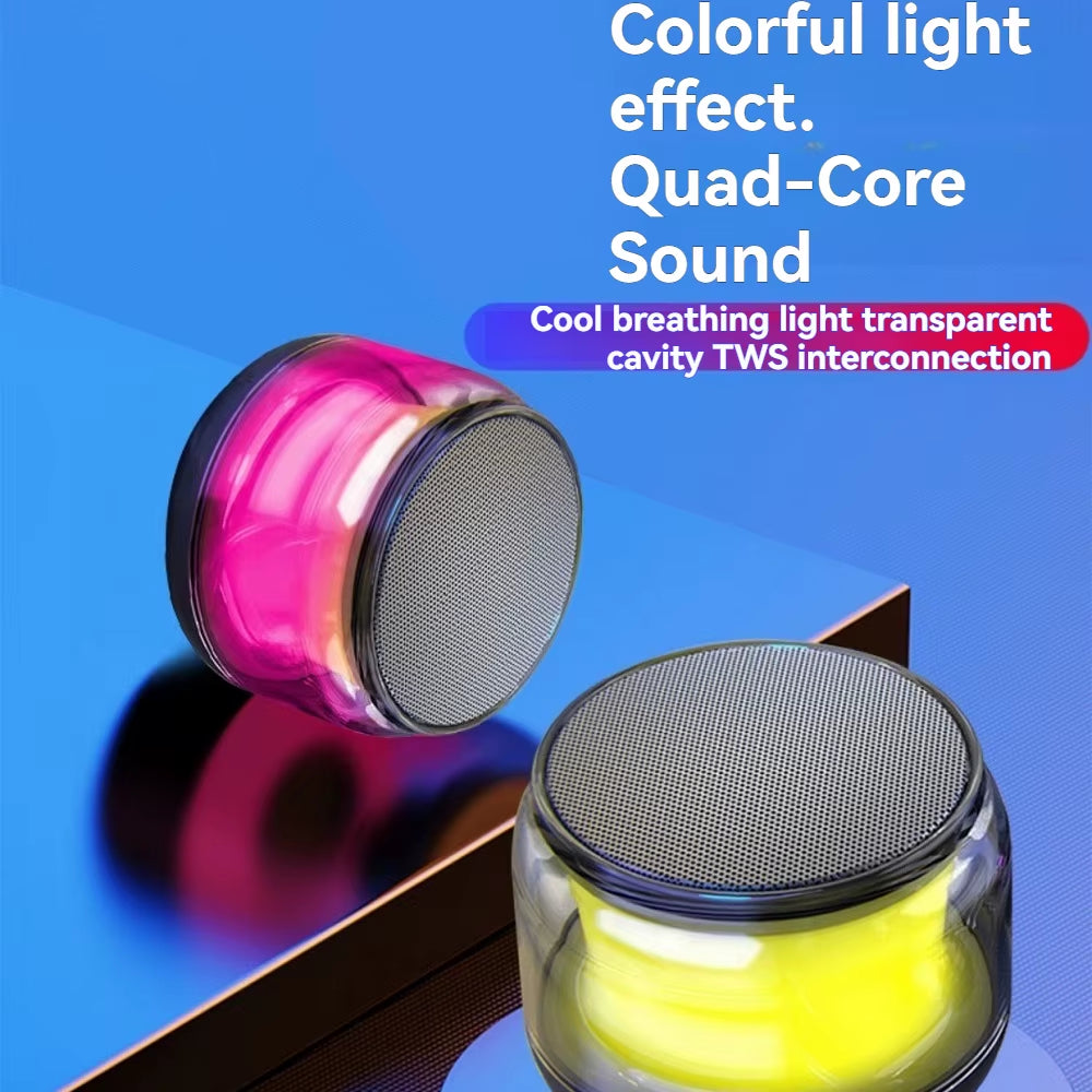 360° Mini Compactly TWS Wireless Bluetooth-Compatible Speaker Soundbar Loudspeaker LED Lights for Outdoor Activity/Home/Travel
