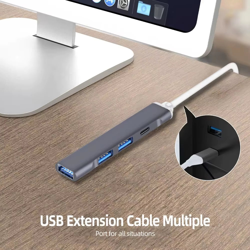 5Gbps 4 Ports USB 3.0 HUB TYPE-C HUB Multi USB Splitter Type-C High Data Transmission USB 3.0 OTG Adapter for Computer Macbook