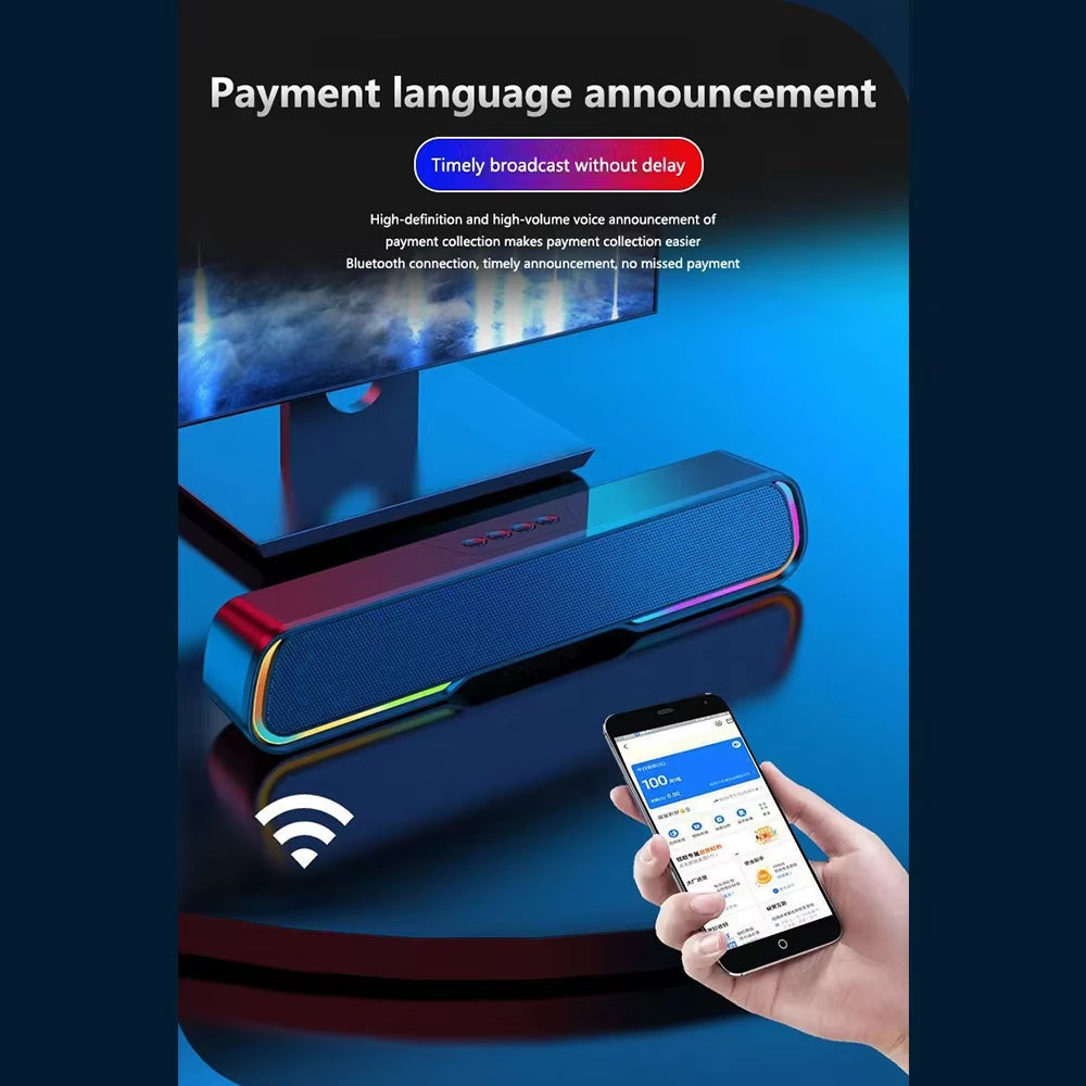 Wireless Bluetooth Subwoofer Bass Surround Sound Bar Speaker System Music Player for Laptop Cellphones TV Home Theater