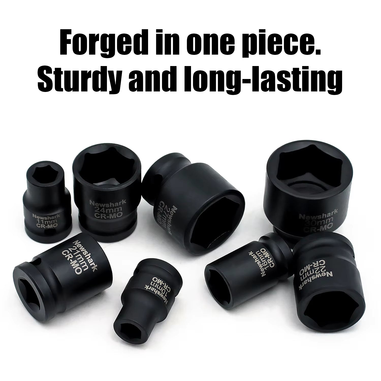 22-Piece 1/2-Inch Impact Socket Wrench Set with Quick Release Ratchet, 6-Point Metric Sizes (10-32mm) for Repairing Applications