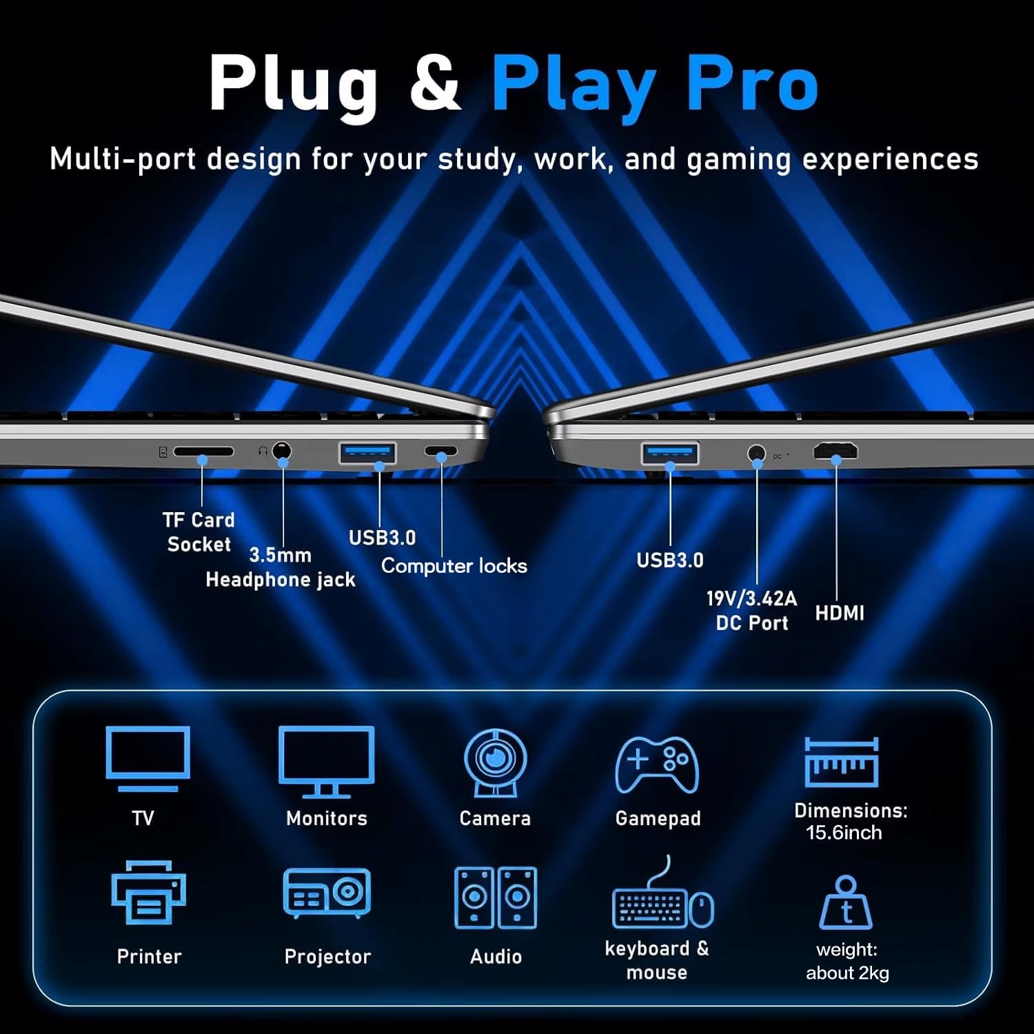 ACEKAMAS 15.6" Laptop Computer PC Windows 11  Core I7 6500U I3 6100U 16GB RAM Fingerprint Unlock Notebook Backlight Laptops