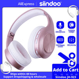 JH-923 Foldable Bluetooth Headsets Wireless Headphones over Ear 3EQ Sound Modes Hi-Res Audio with Mic Deep Bass Rose Red