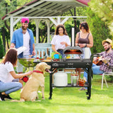 Portable Foldable Outdoor Grill Cart with Wheels, Fits 17-22 Inch Griddles, BBQ Prep Table Seasoning Tray