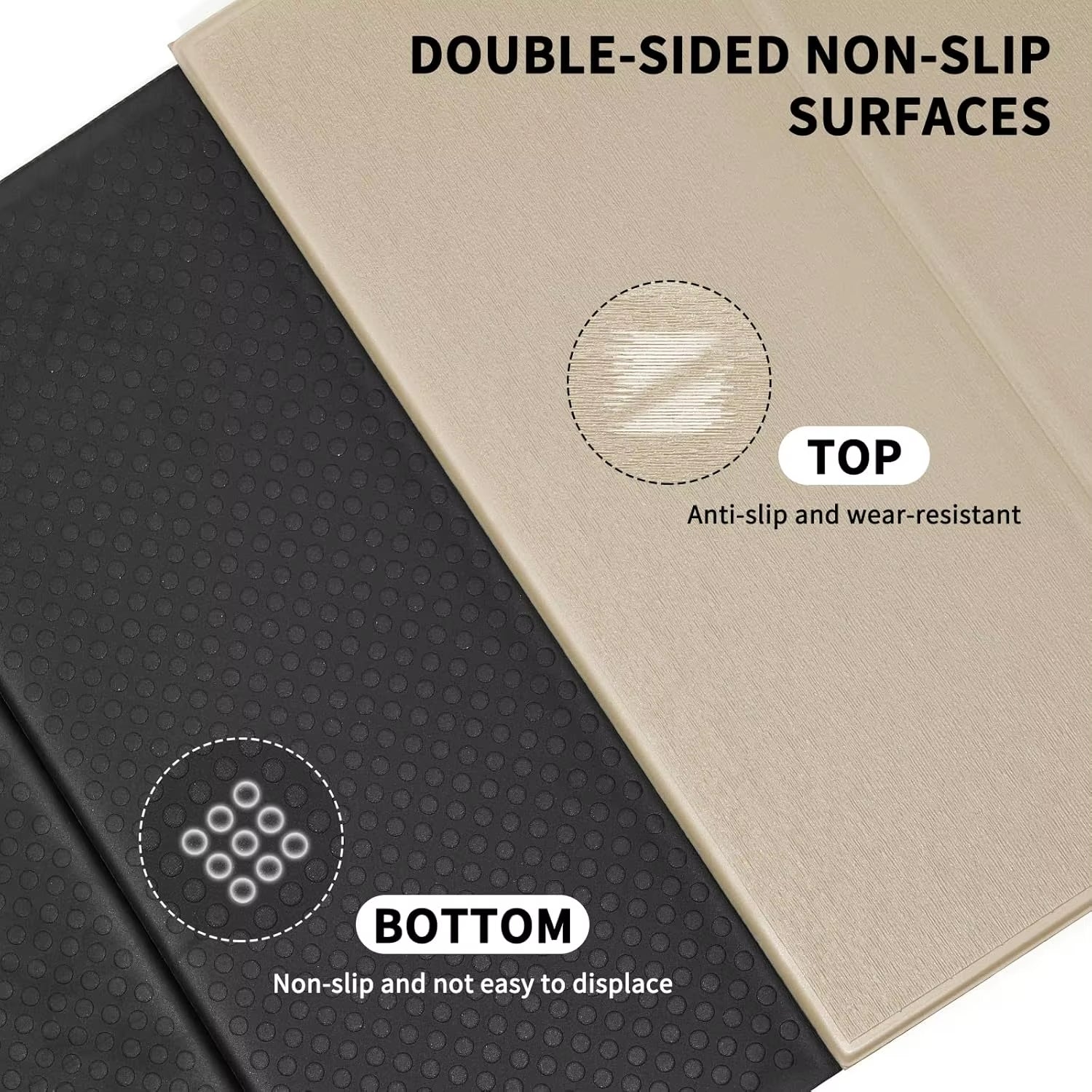 Foldable Yoga Mat Extra Thick & Large (74" X 31.5" X 0.32"), Double-Sided Non Slip & Lightweight Fitness Mat