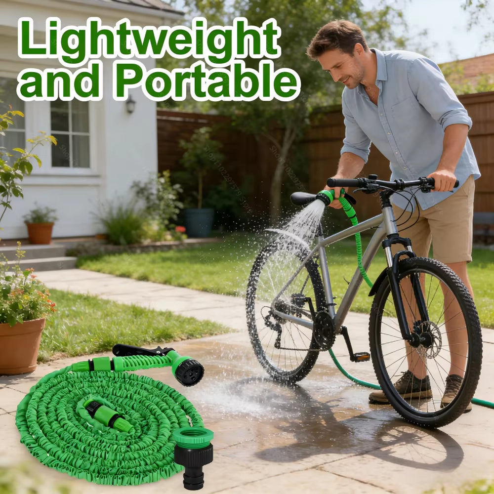 Retractable Magic Hose with High-Pressure Water Gun for Car Washing Garden Watering Multi-Function Cleaning Sprayer for Outdoor