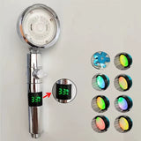 New 3/7 Colors Digital Temperature Display LED Shower Head High Pressure Shower Turbo Bathroom Hand Hose Set Showerhead Nozzle