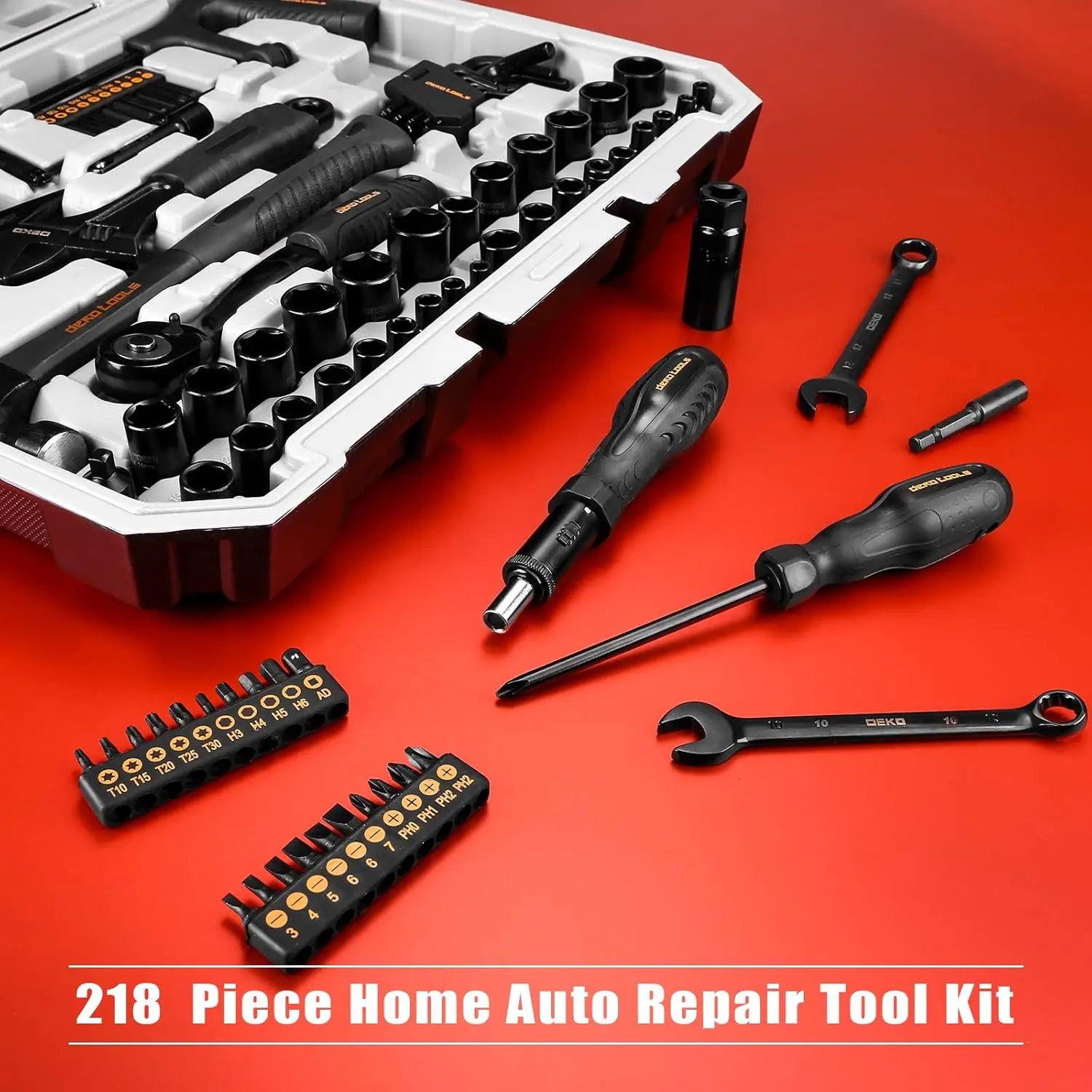 218-Piece Professional Hand Tool Kit for Home and Auto Repair