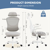Ergonomic Mesh Office Chair with Adjustable Headrest and Flip-Up Arms, Featuring Comfortable Lumbar Support for Home Office Use