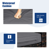 3PCS Patio Rattan Wicker Furniture Cushion Sofa Coffee Table Gray