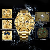 Men'S Watches Top Brand Luxury Watch for Men Original Waterproof Stainless Steel Chronograph Moon Phase Date Rota Dial