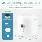 8-Cup Cooked / 4-Cup (Uncooked) Digital Rice Cooker and Food Steamer with Multiple Cooking Functions for Home Use Ideal for Hea