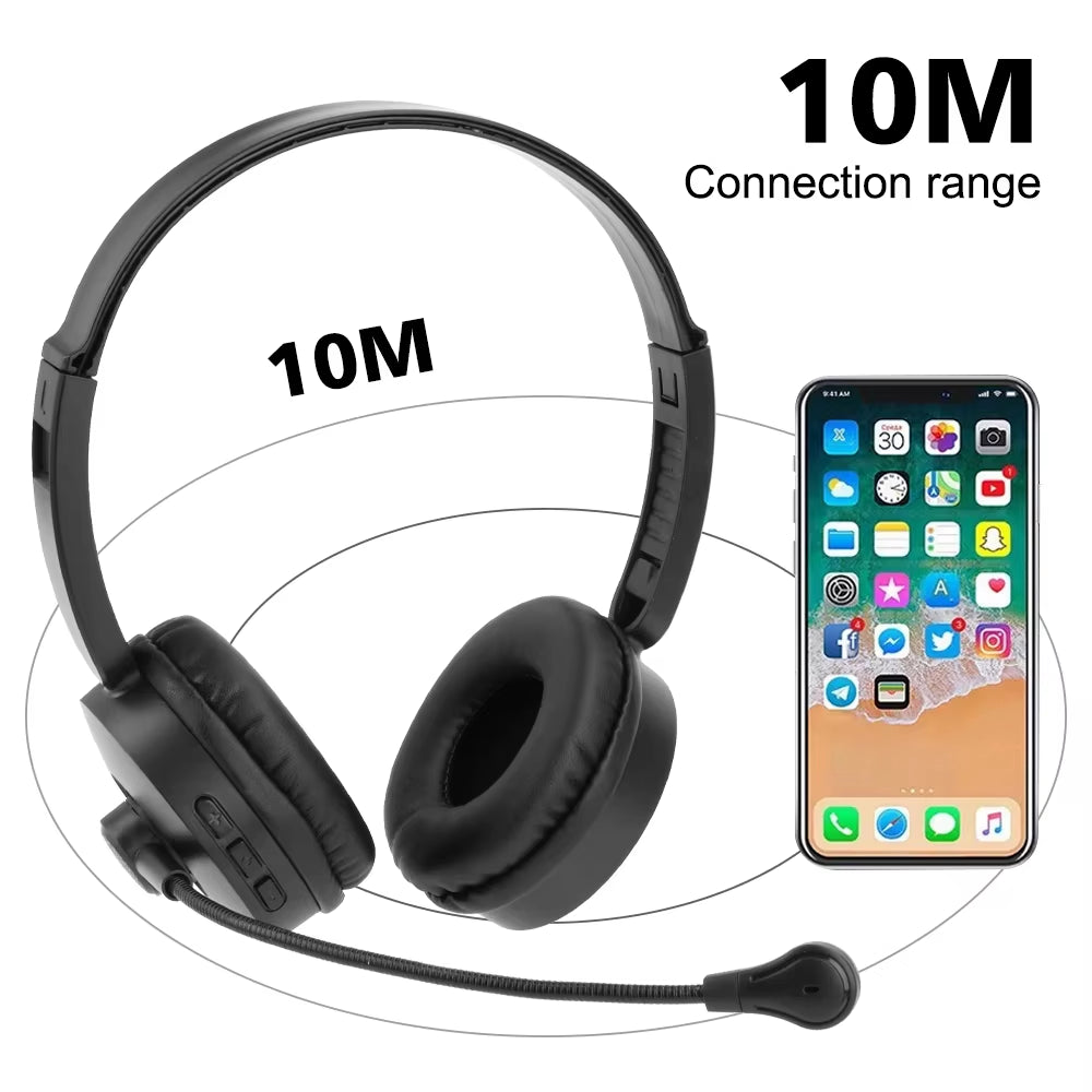 Wireless Headphone Hifi Sound Quality Head-Mounted Noise Reduction Bluetooth Headset with Microphone for Business
