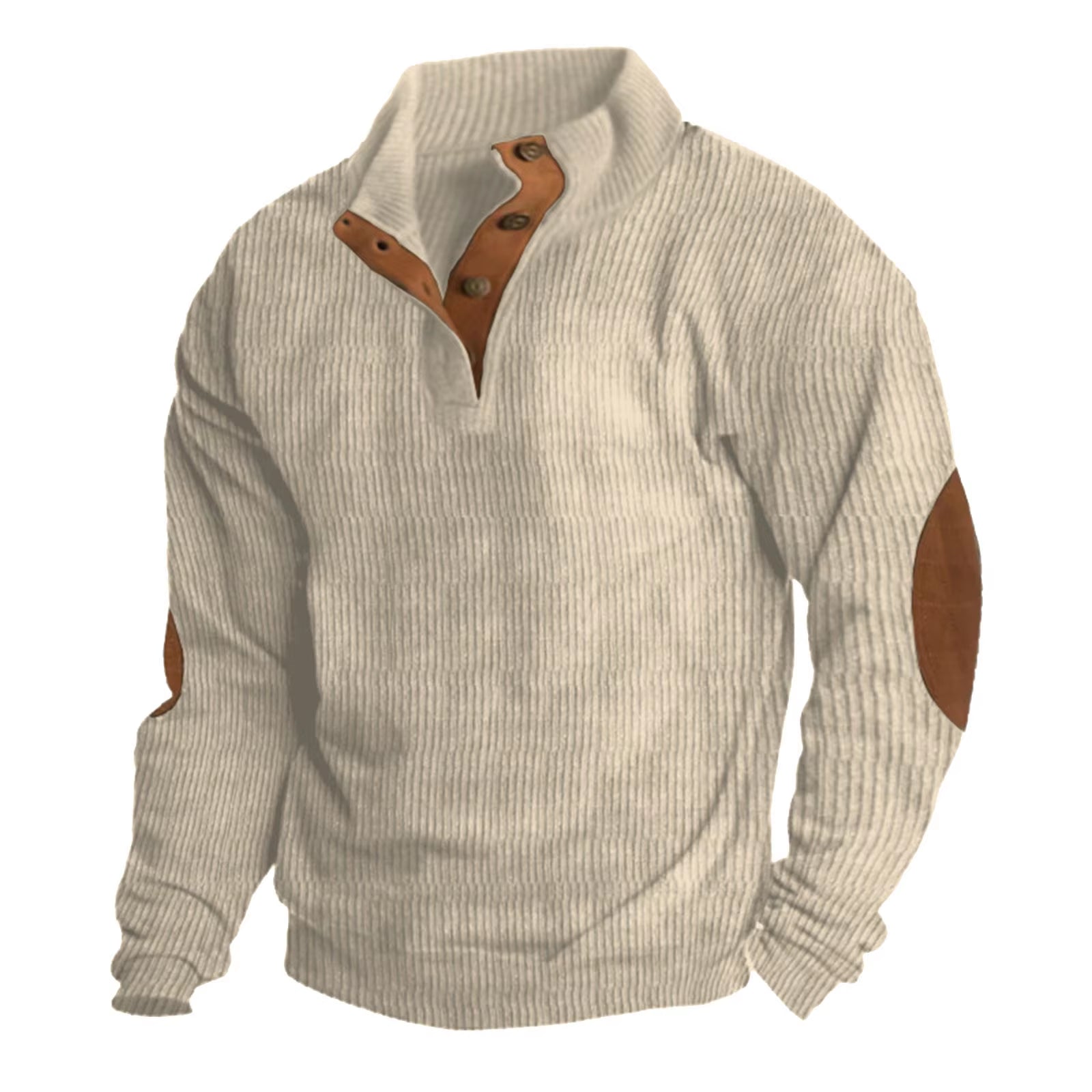 Mens Casual Sweater Tops Loose Comfortable Buckle Stand Neck Long Sleeve Knitwear Hoodie plus Size Mens Band Knitting Pullovers