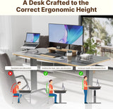 Electric Height Adjustable Ergonomic Desk - 55" x 24" Sit-Stand Computer Table for Office Use