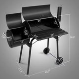 Large Outdoor BBQ Smoker Grill with Offset Smoker and Wheels for Backyard and Patio Parties
