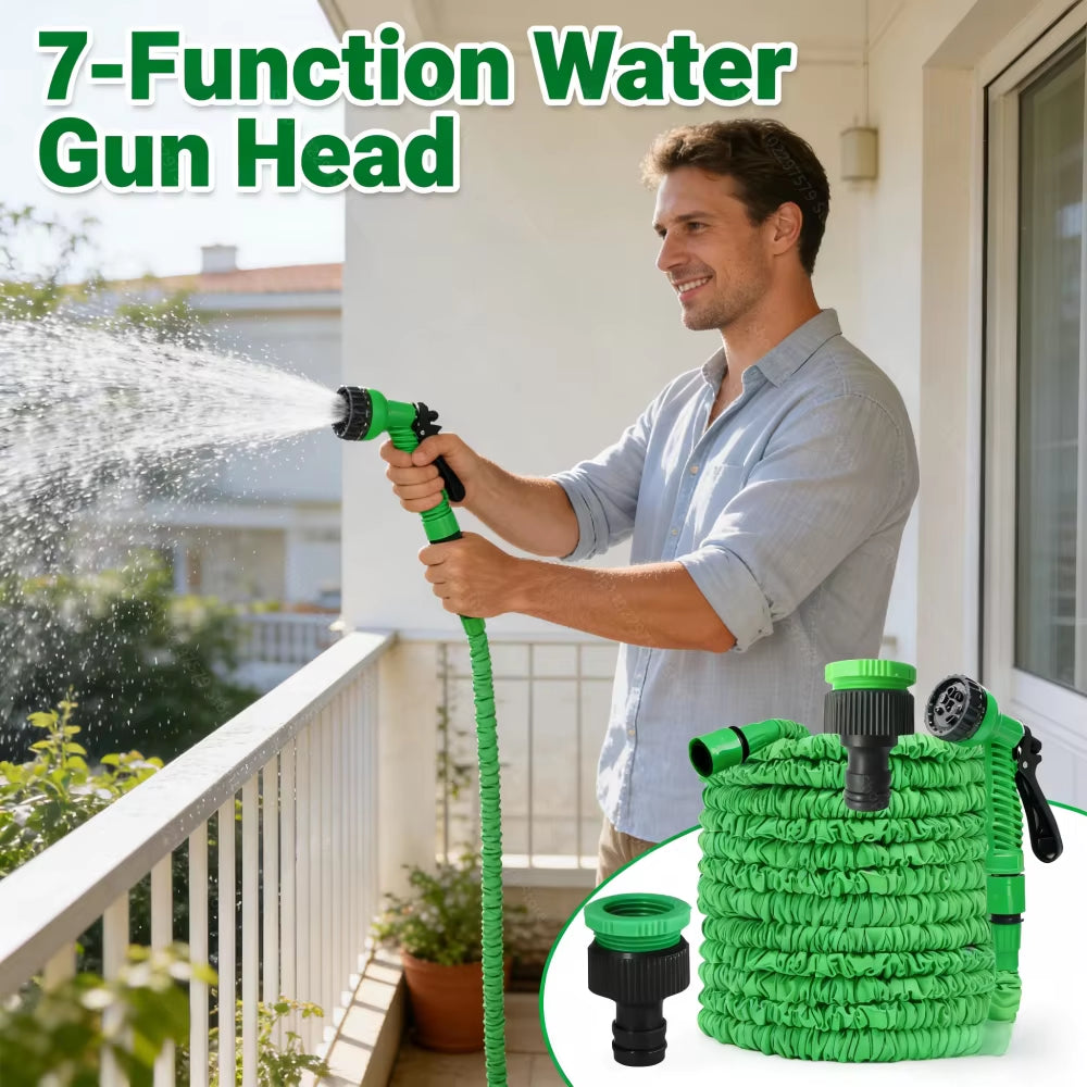 Retractable Magic Hose with High-Pressure Water Gun for Car Washing Garden Watering Multi-Function Cleaning Sprayer for Outdoor