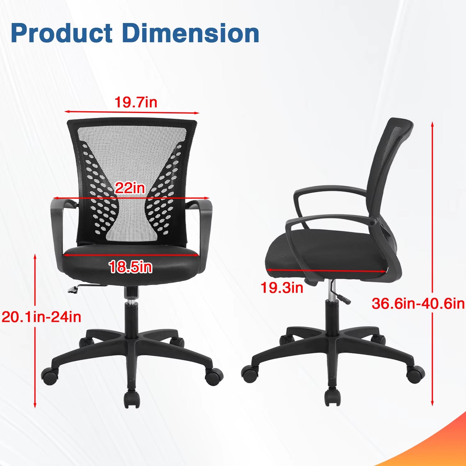 Ergonomic Mid Back Mesh Office Chair with Lumbar Support and Armrests