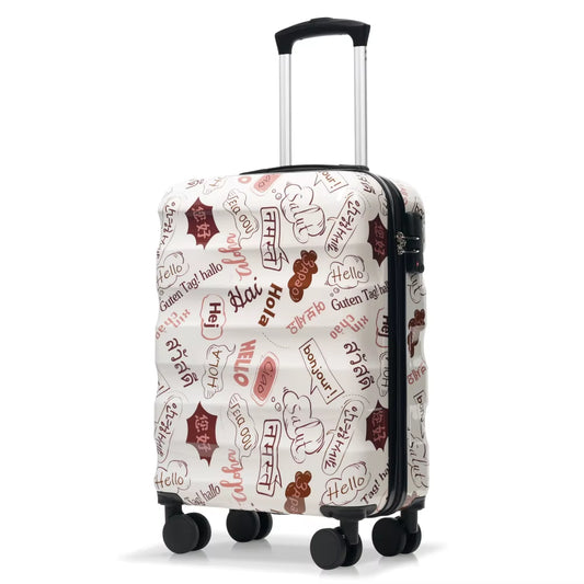 20"Carry-On Luggage with Cup Holder–Lightweight Glossy Hardshell Suitcases with Spinner Wheels TSA Lock Airline Approved
