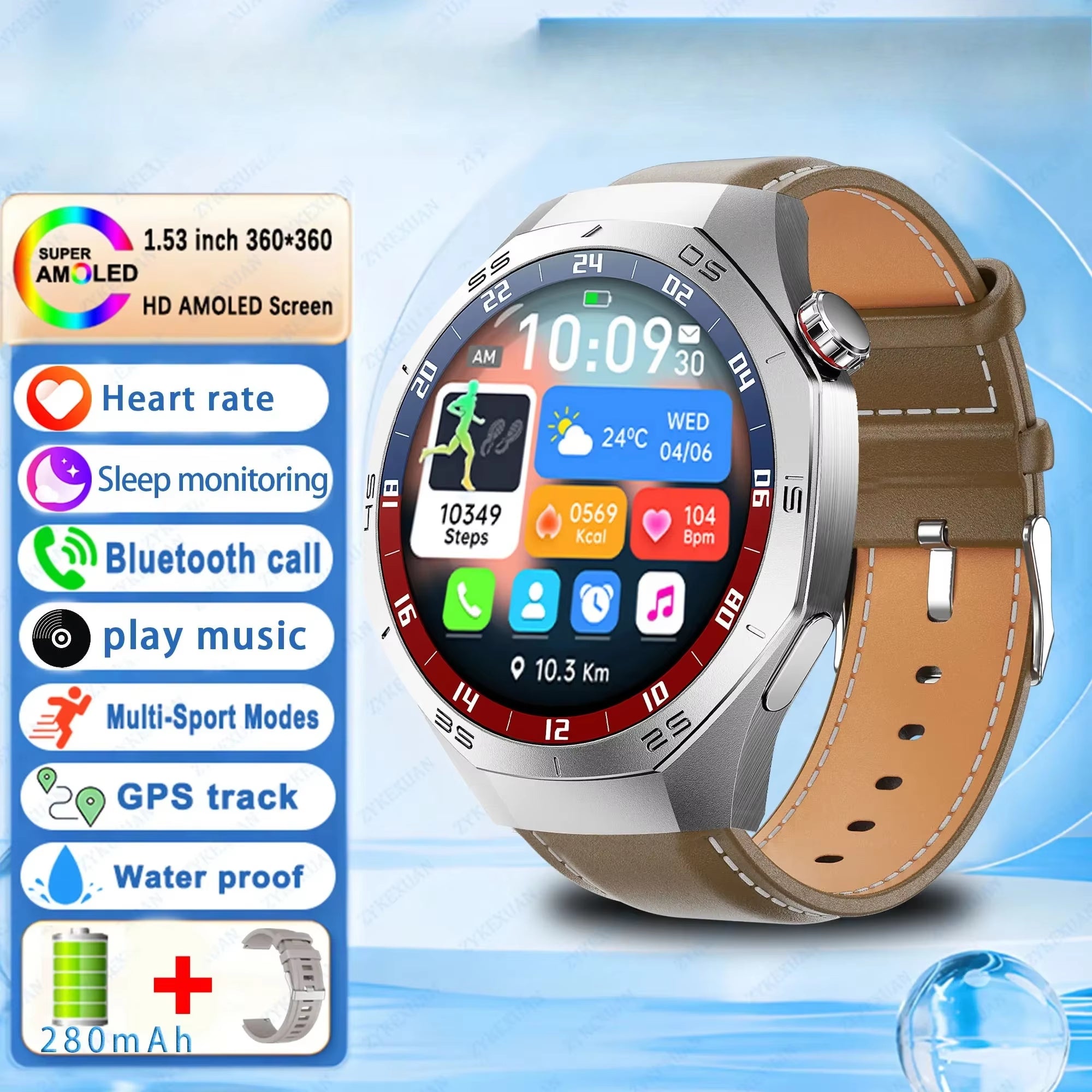 2025  Military GPS Smart Watch Men Full Touch Screen Sport Fitness Healthtest Voice Call Smartwatch