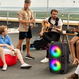 Portable Outdoor Bluetooth Speaker 6 Inch Double Horn Subwoofer Wireless Column Bass Sound with Mic