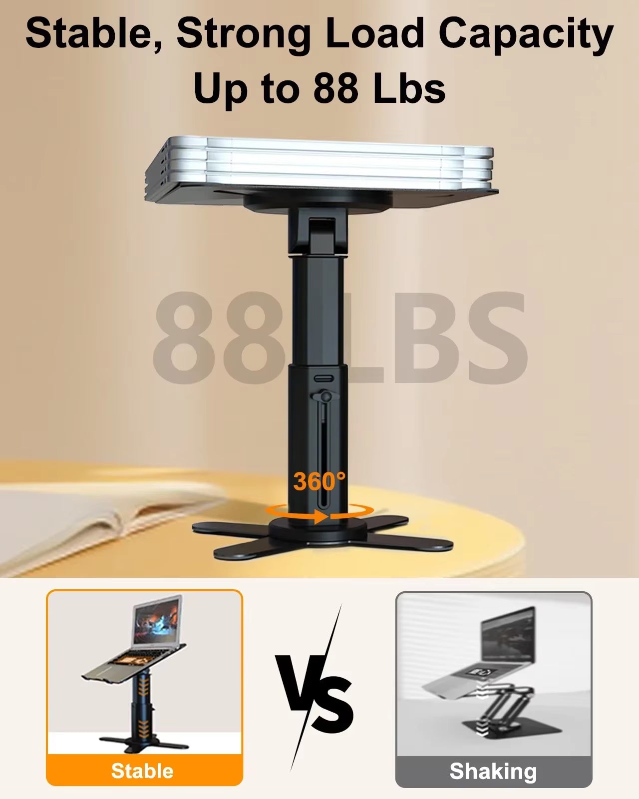 Metal Desktop Laptop Holder Riser Computer Stand Height Adjustable Portable Laptop Table Stand for 11-17.3" Device