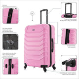 Lightweight Hardshell Spinner Luggage with Handle and Trolley, 28-Inch Pink Travel Suitcase