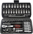46-Piece 1/4 Inch Drive Socket Set - Metric Ratchet Wrench Kit with 4-14mm CR-V Sockets for Automotive and Household Repairs