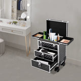 Professional Rolling Makeup Case Large Capacity Aluminum Trolley Case Portable Multifunctional Makeup Case with Drawers