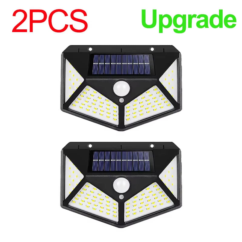 1/2/4Pcs 100 LED Solar Wall Lights Outdoor Solar Lamp Motion Sensor Solar Powered Sunlight Street Light for Garden Night Light