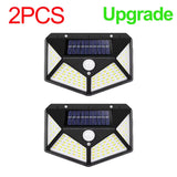 1/2/4Pcs 100 LED Solar Wall Lights Outdoor Solar Lamp Motion Sensor Solar Powered Sunlight Street Light for Garden Night Light