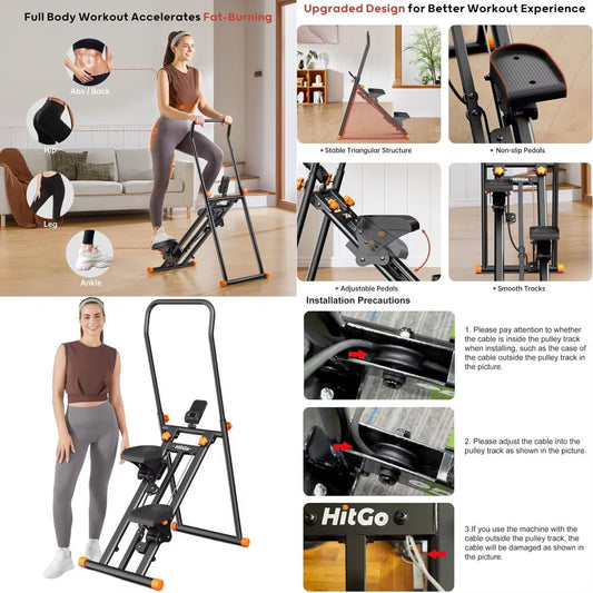 Full-Body Cardio Home Gym Equipment: Adjustable Stepper with Extended Range and Handlebars