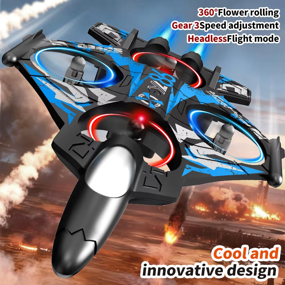 YL86 RC Plane Helicopter Three Speed Switching Aircraft Rolling at 360 °Fighter Hover at Fixed Height RC Drone Toys