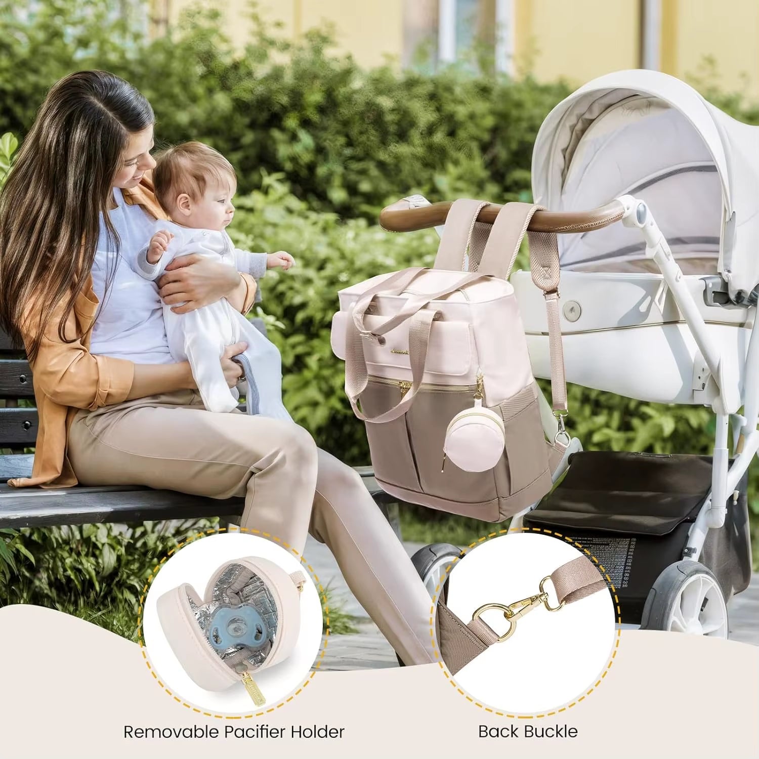 Multifunctional Diaper Backpack with Insulated Pockets, Changing Pad, and Anti-Theft Design for Women and Men