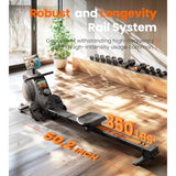 Magnetic Water Rowing Machine for Home Use with Bluetooth App Support Heavy-Duty Rowing Machine for Taller Athletes Comfortable