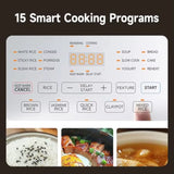 8 Cups Uncooked Rice Cooker with Nonstick Ceramic Inner Pot Featuring Celadon Coating 15 Smart Cooking Programs for Versatile M
